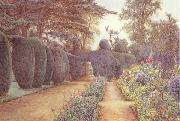 Ernest Arthur Rowe The Gardens at Campsea Ashe.Watercolur (mk46) oil on canvas